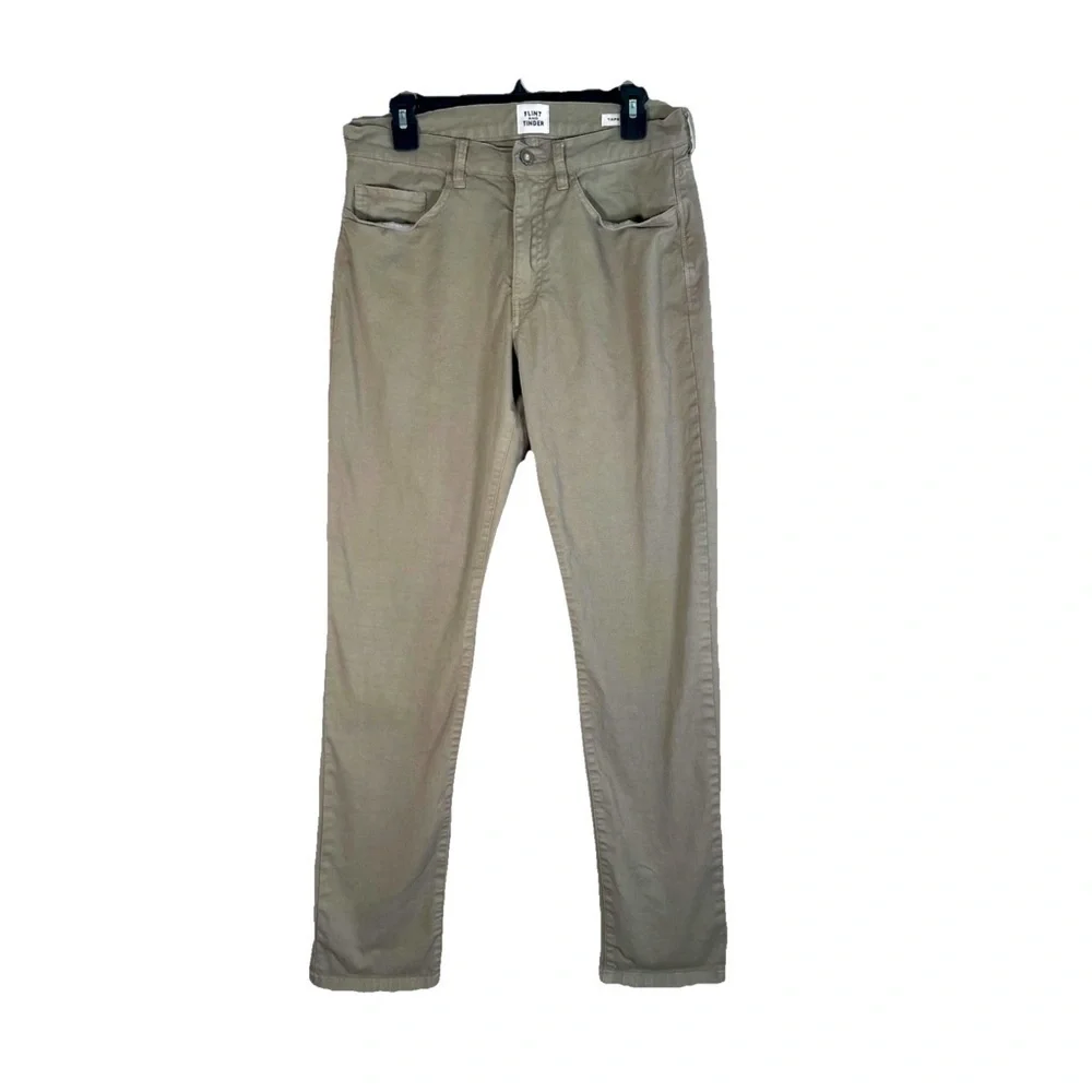 Flint And Tinder 365 Tapered Fit Stretch Chino Pants 30x32 Tan Khaki Stretch